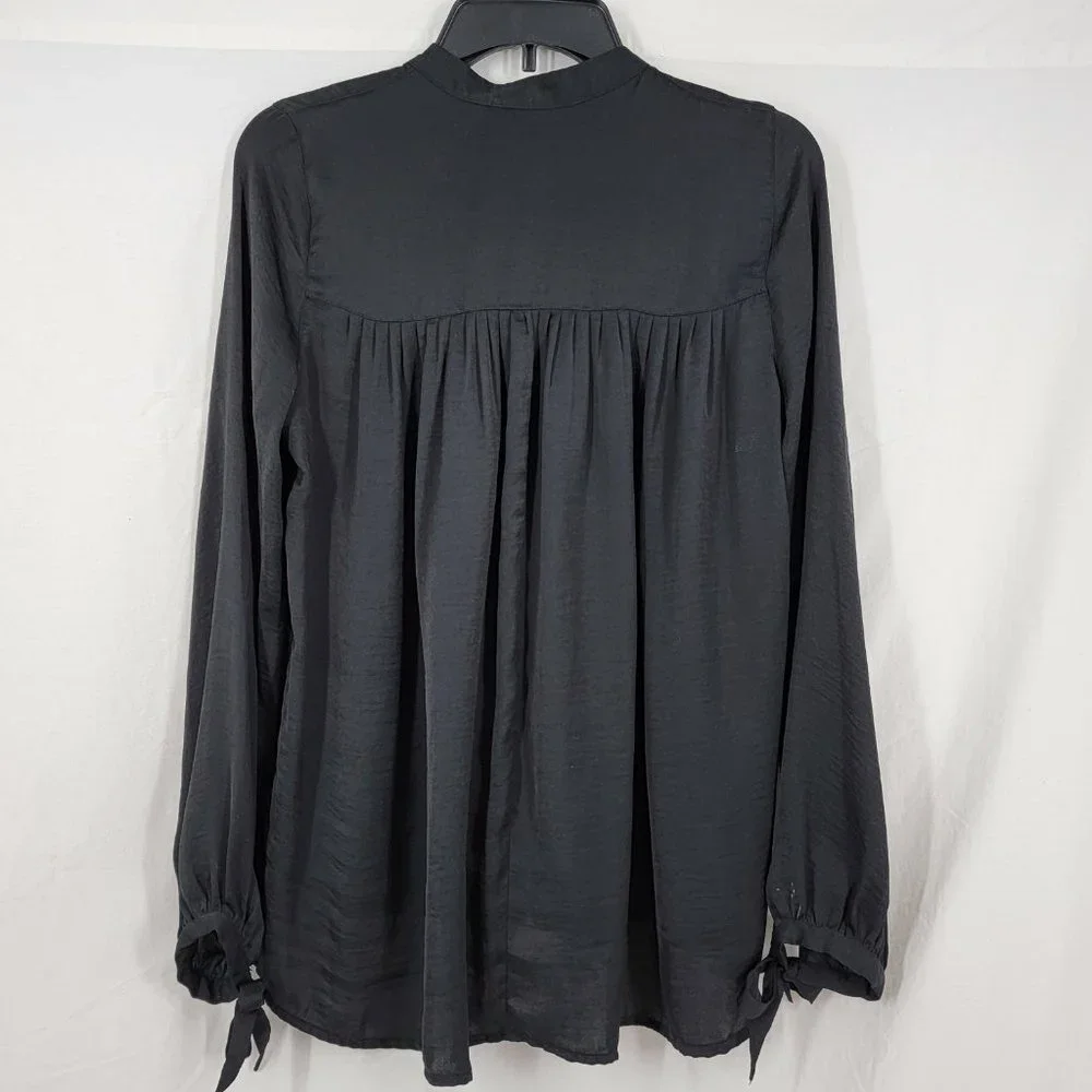 Abercrombie & Fitch Peasant Top Button Down Blouse Tie Sleeves Women's Small - Picture 2 of 11
